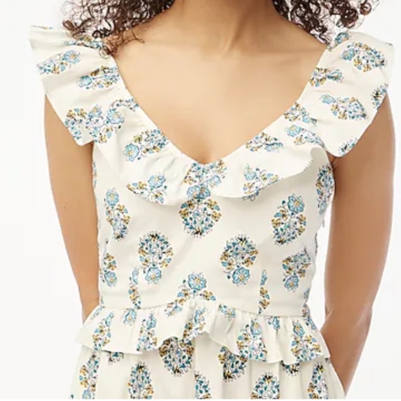 J. Crew Factory Dresses & Skirts - NWT J.Crew Factory V-neck ruffle midi dress Ivory Antique Navy SZ 14